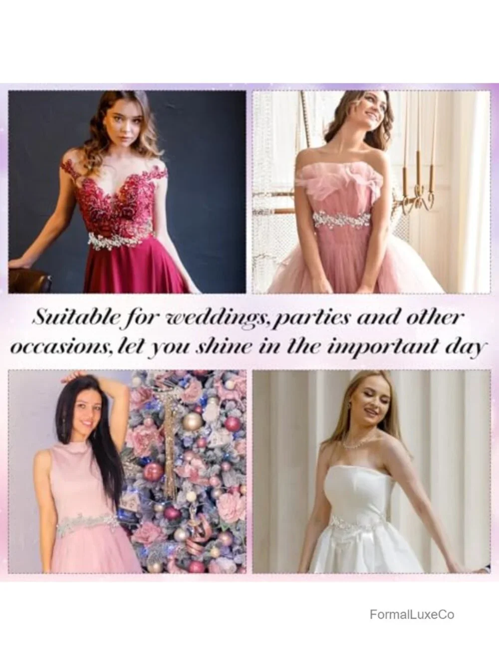Rhinestone Crystal Pearl Wedding Dress Belt Sash for Women